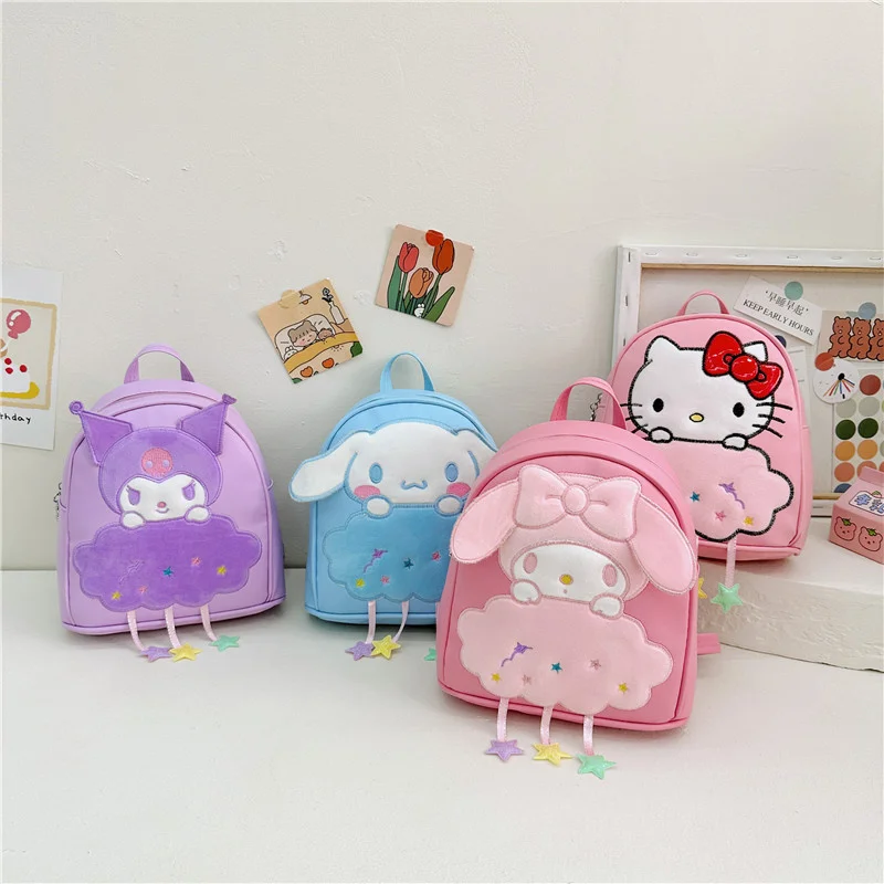 

New Sanrio KTCat Childrens Backpack Cute My Melody Kuromi Doll Accessories Waterproof Bag Kindergarten Childrens Snack Bag