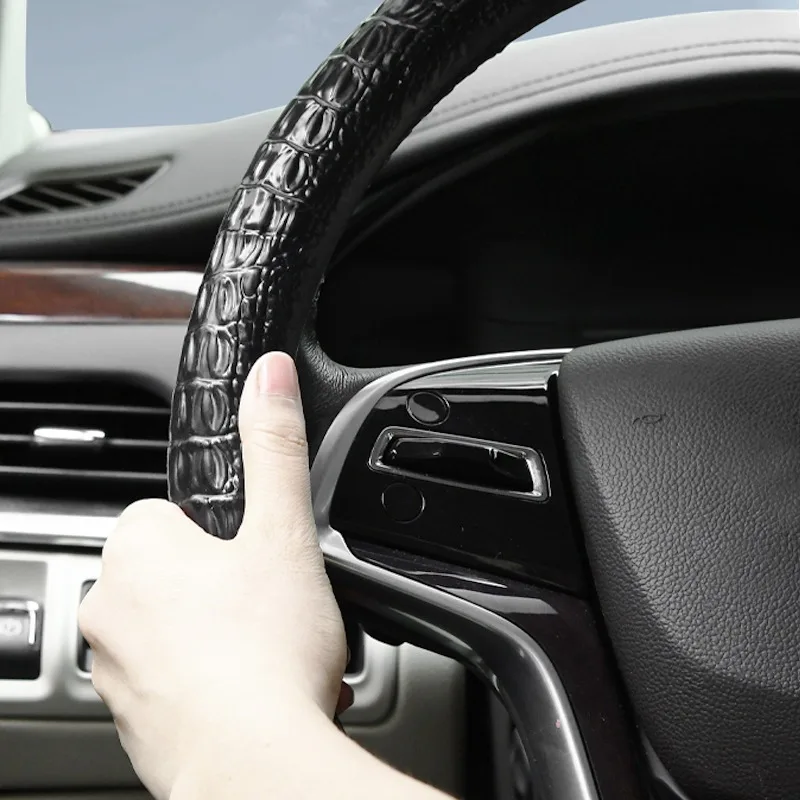 Universal Crocodile Grain Leather Car Steering Wheel Cover O or D Type Four Seasons Comfortable Handle Case Interior Accessories - Image 6