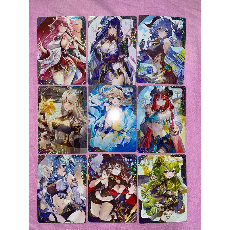 Genshin Impact Goddess Story Beelzebul Anime Characters Bronzing Collection Flash Card Children\'s Toys Christmas Birthday Gift