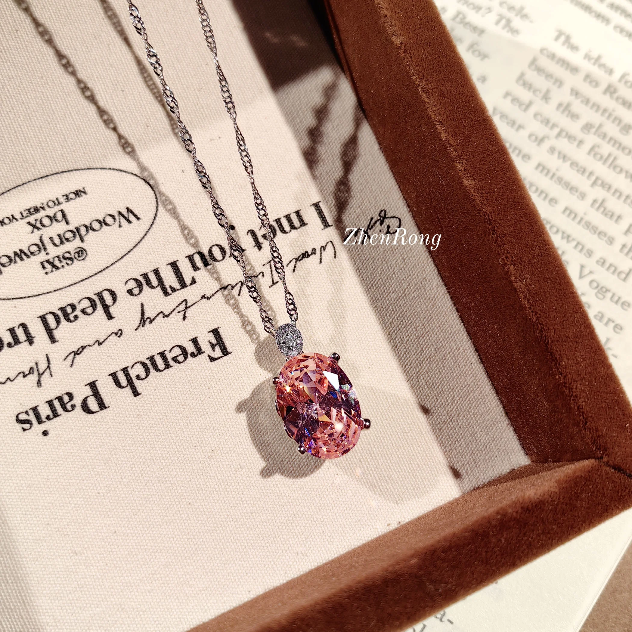 Premium Heavy Industry Blue and Pink Zircon Jewelry Set, Luxurious Full Zircon Colorful Earrings - Image 3