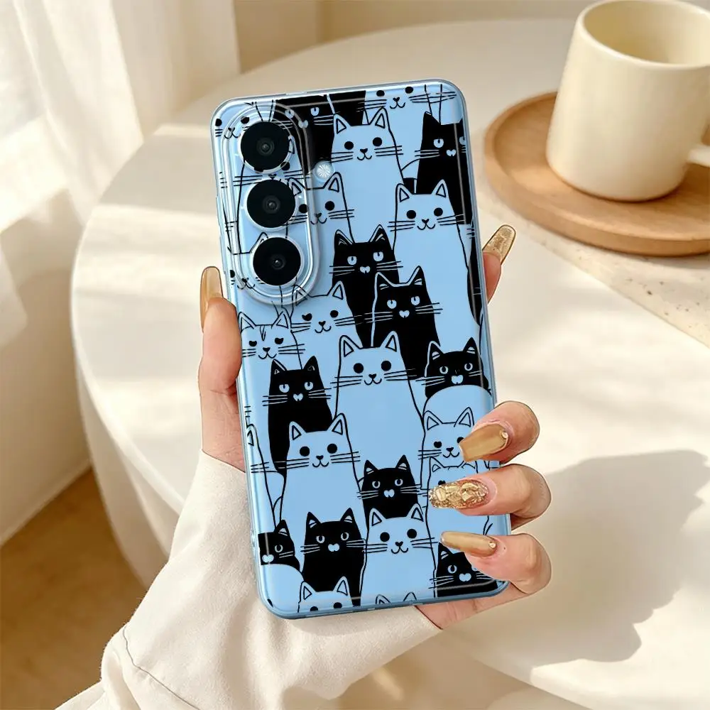 Cat Line Art Phone Cover Case for Samsung Galaxy A25 A51 A56 A27 A57 A26 A24 A55 A23 A34 A35 A33 A52 A52 A37 A36 A13 A54 A15 A14