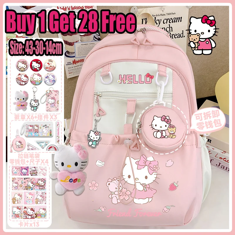 2025 New Cartoon Cute Kitty Cat Girls School Backpack Large Capacity Back to School Bag