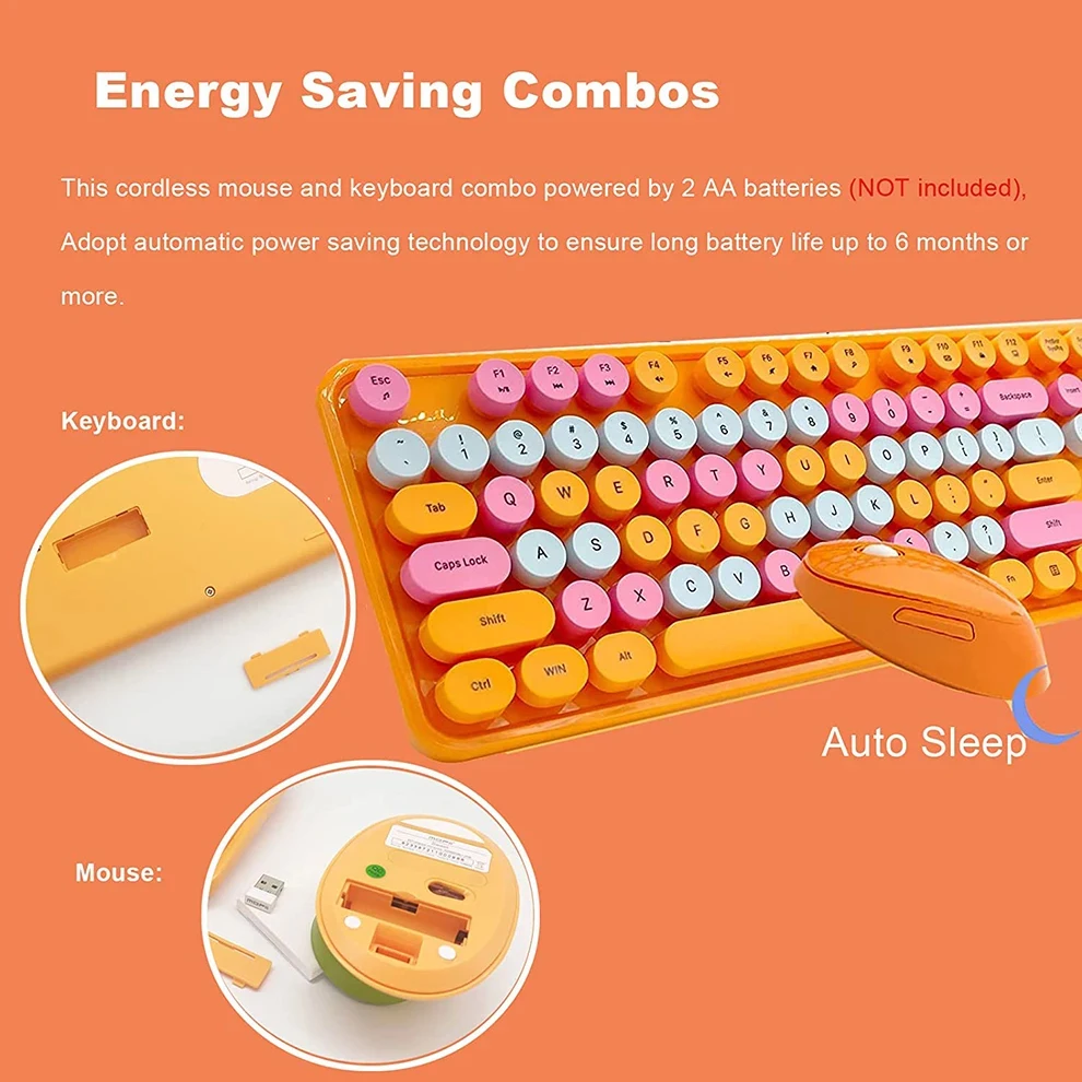 Mofii 2.4G Keyboard and Mouse Kit Cute Keyboard Mouse Combos Full Size Wireless Keyboard Mouse Set Compatible with Windows
