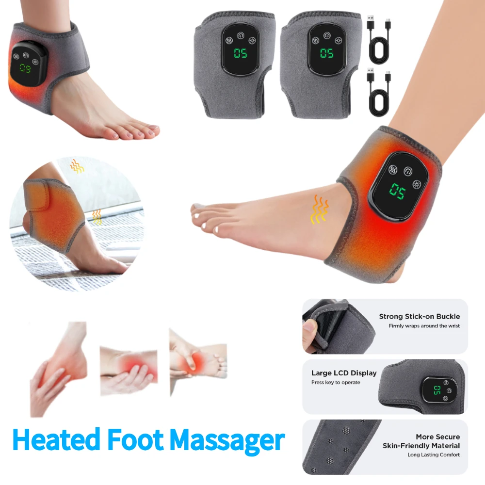 

Heated Ankle Massager USB-C Charging Electric Heating Joint Care Tool 3 Modes Lightweight Calf Massager Gift for Parents