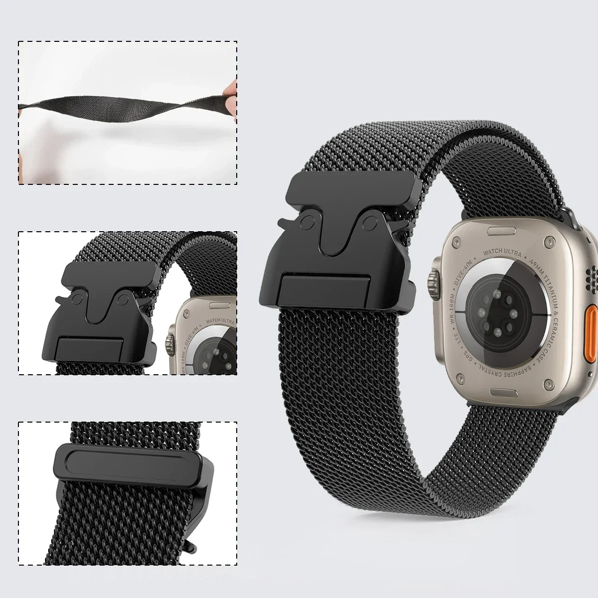 Milanese Loop for Apple Watch Band 46mm 42 44 45 49mm 41 40 38mm Metal Bracelet for Iwatch Series 10 9 6 5 SE 7 8 Ultra 2 Strap image 5