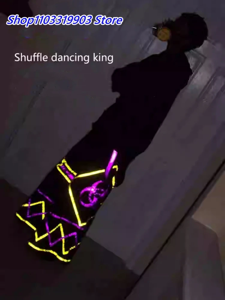 Уличные крутые брюки для танцев Melbourne Ghost Step, флуоресцентные светоотражающие светящиеся брюки для прогулок, танцевальные брюки, одежда для подростков Уличные крутые брюки для танцев Melbourne Ghost Step, флуоресцентные светоотражающие светящиеся брюки для прогулок, танцевальные брюки, одежда для подростков