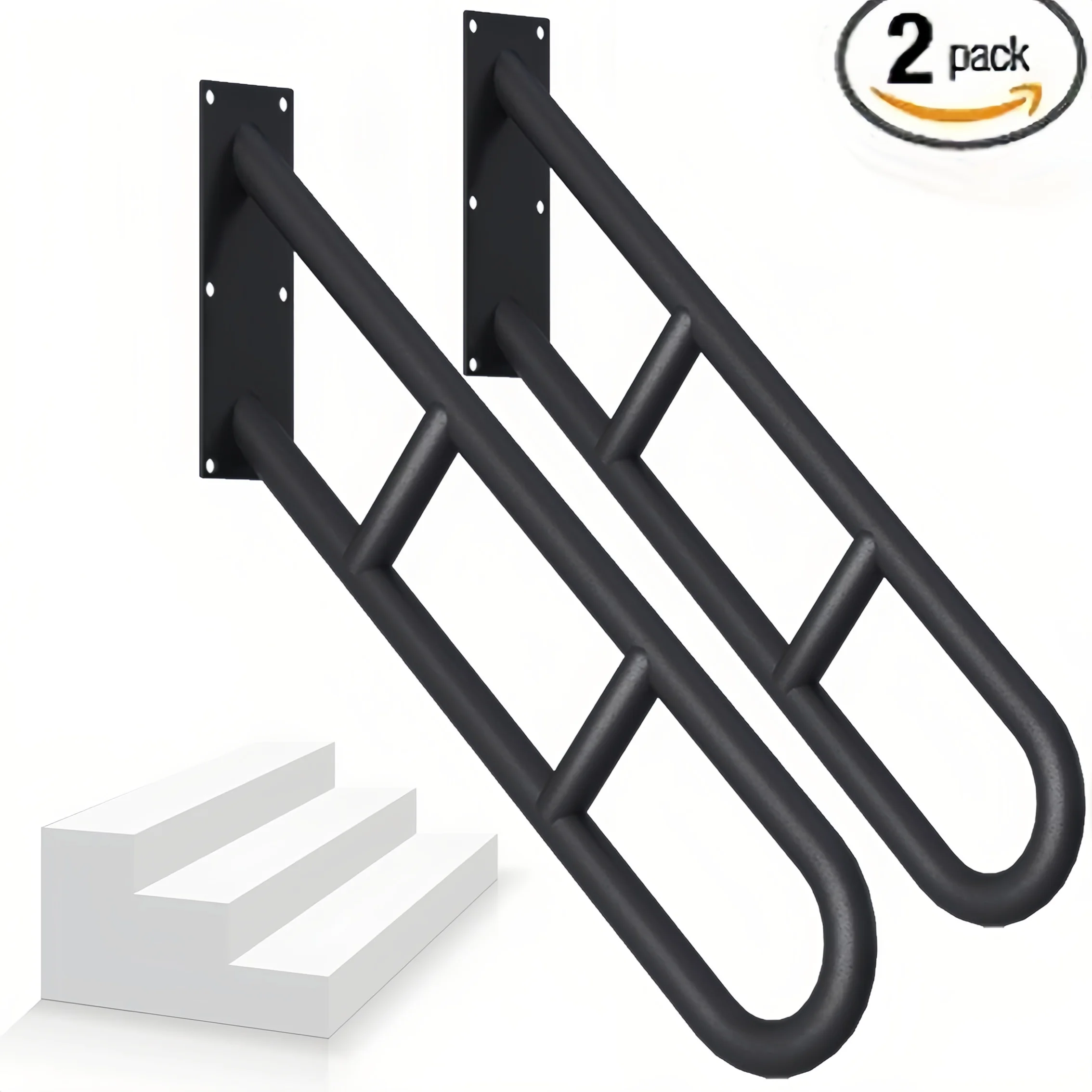 2 szt. Zewnętrzne schody/poręcz schodowa montowana na ścianie, czarny matowy progi do bramy garażowej, odpowiednie na werandę, do ogrodu, na dziedziniec, do wnętrz