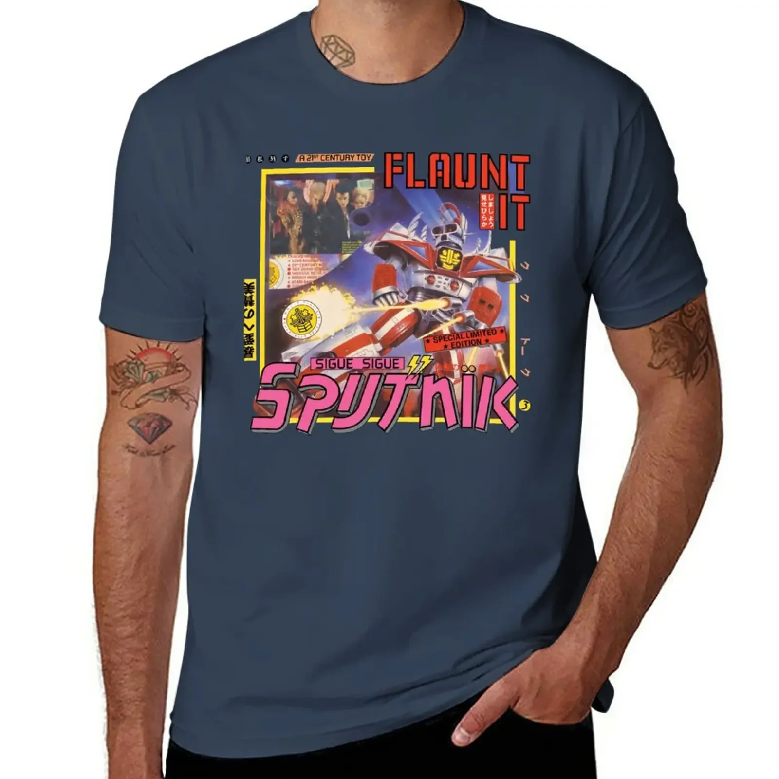 

New Sigue SIGUE sputnik FLAUNT IT T-Shirt blue archive kawaii clothes compression shirt men