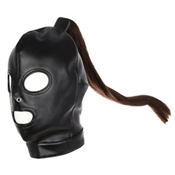 Punk Leather Head Mask for Role Playing Anime Unisex Party Stage Props