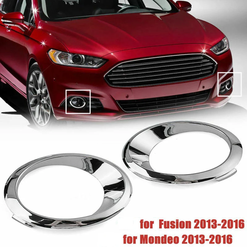 for Ford Fusion Mondeo 2013-2016 Chrome Front Fog Light Cover Bezel Trim Ring LH&RH Pair