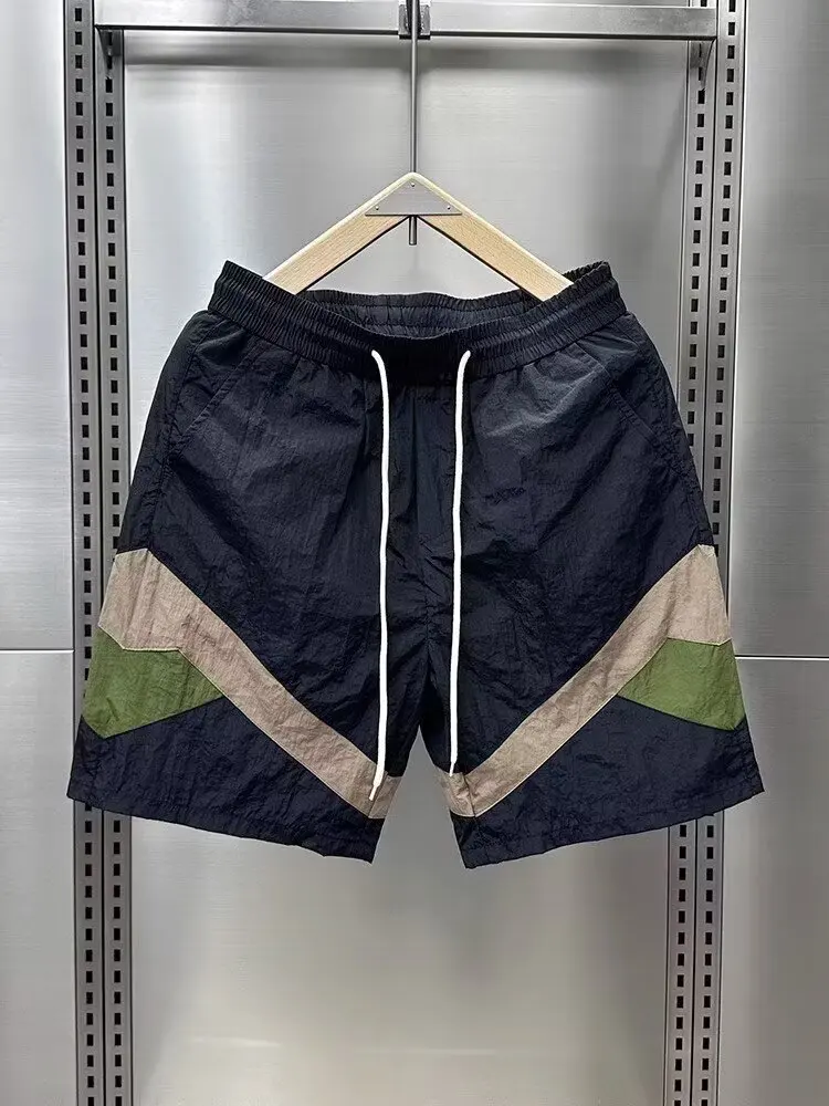 

Летние тонкие цветные блузки, повседневные мужские модные спортивные пляжные брюки с прямыми штанинами четверти, свободный крой со средней талией