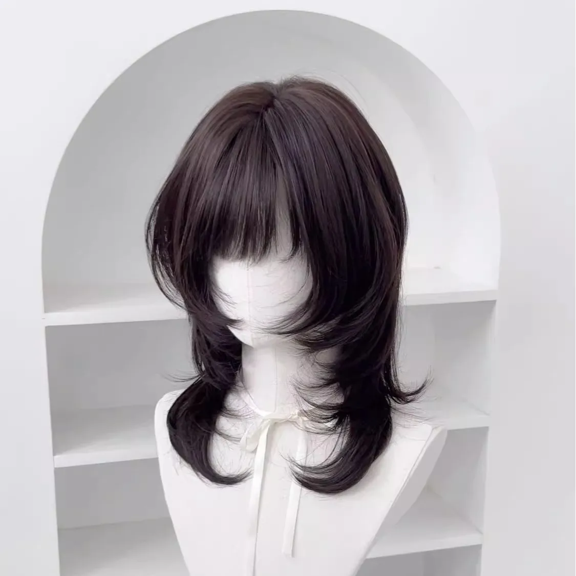 Wig female Japanese high-level jellyfish head Lolita daily collarbone natural simulation human hair full head cover