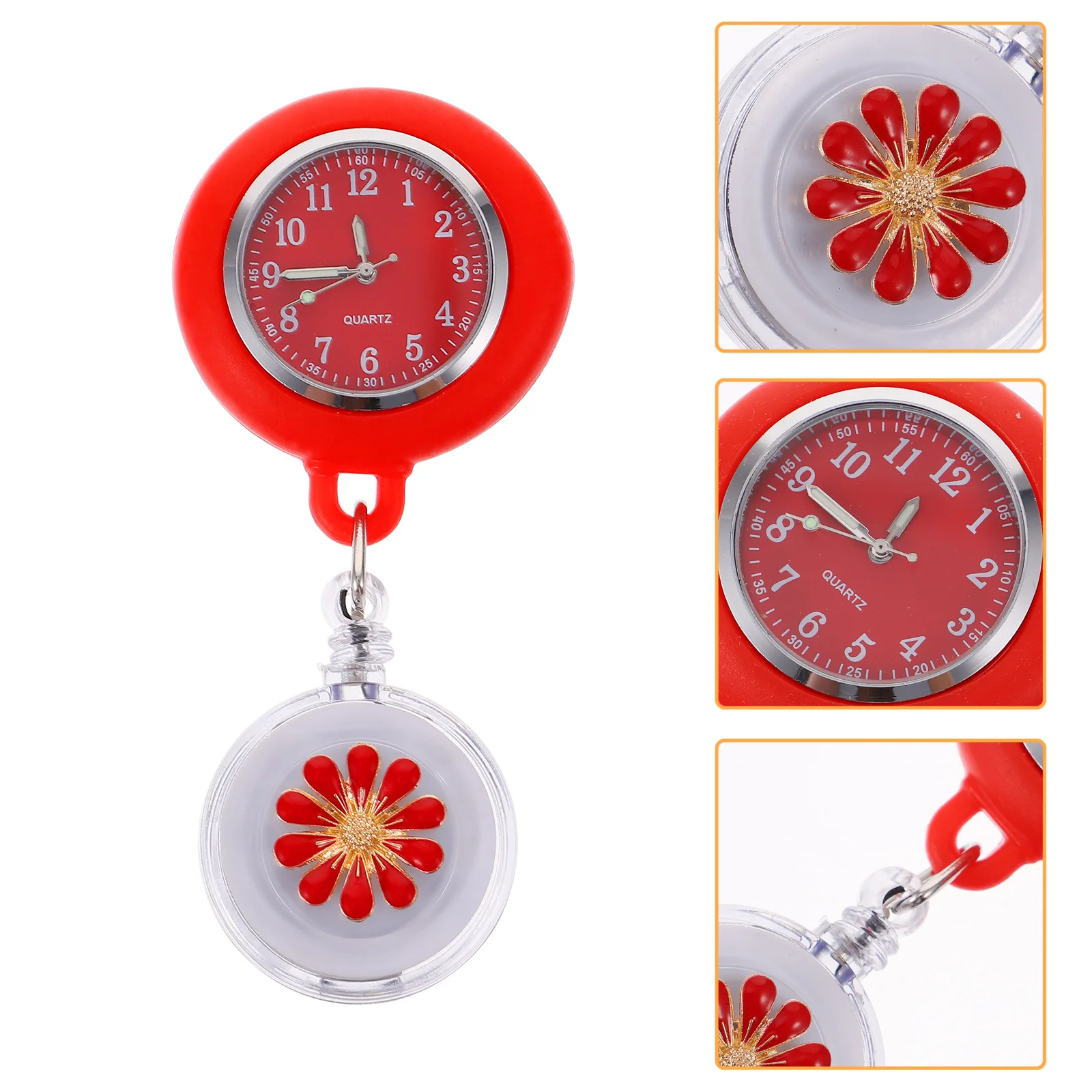 

1Pcs Nurse Fob Watch Clip-on Retractable Durable Alloy Clear Glass Hanging Pocket Watch Practical Nurse Watches for Women
