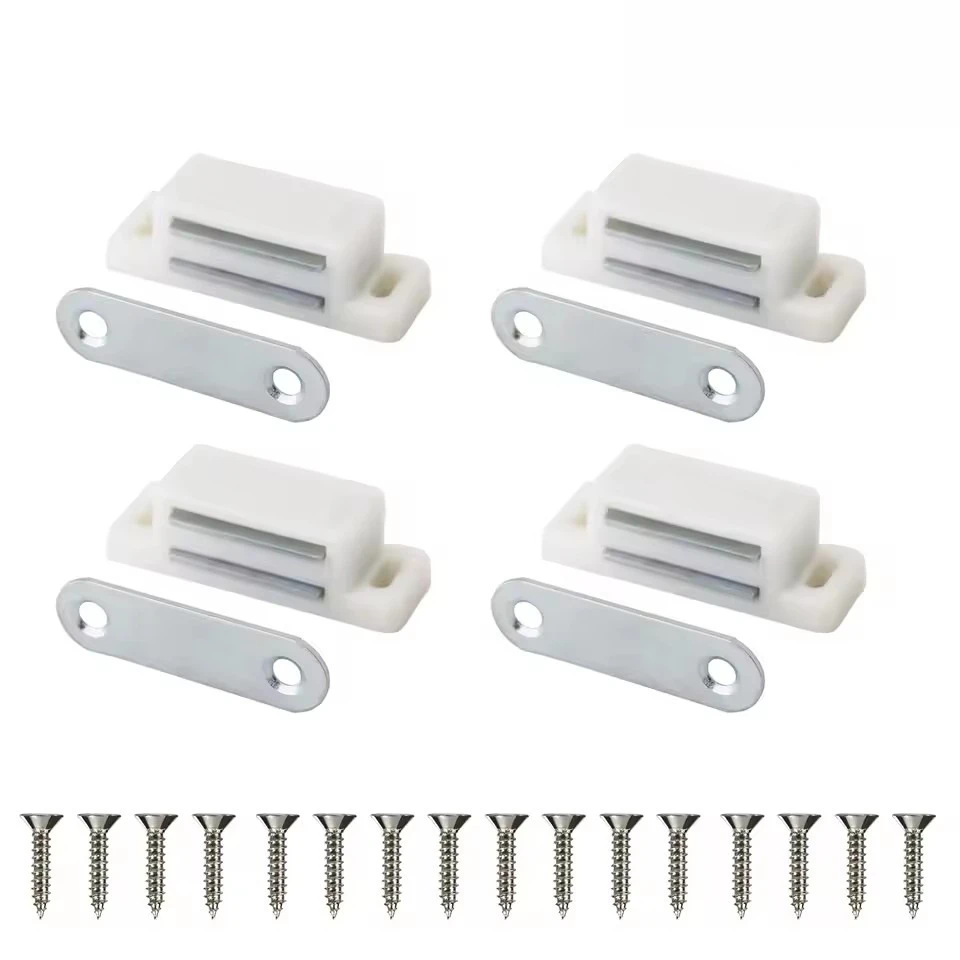 Convenient Cupboard Kitchen Furniture Magnetic Cabinet Door Latch Closures White Plastic Strong Powerful Magnet Catch
