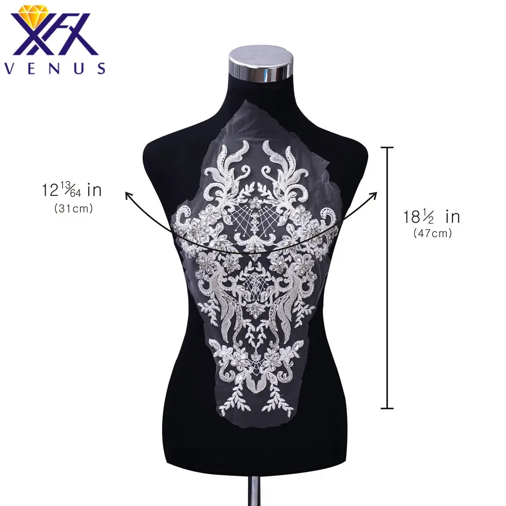 

XFX VENUS 5 PIECE Handmade Bridal Bodice Applique Crystal Beads Patch Rhinestone Appliques Embroidery Sequin Patches for Dress