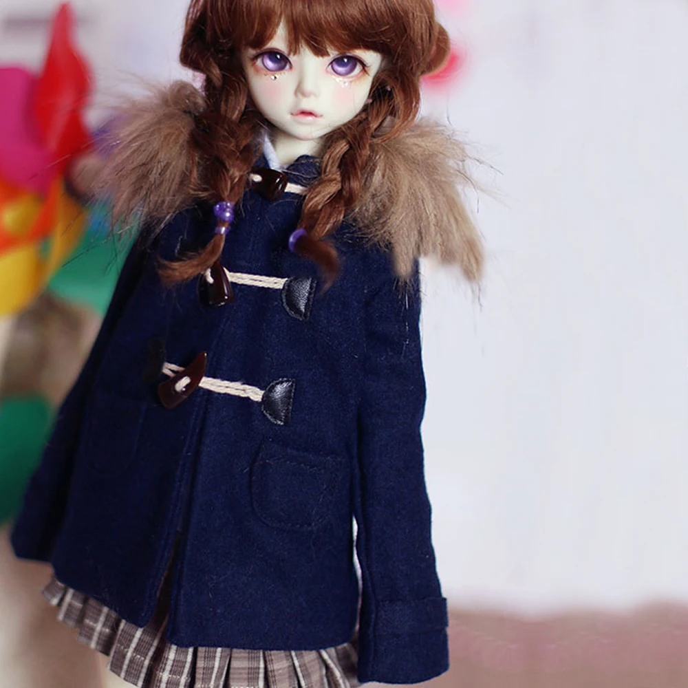 

G10-301 1/4 1/3 Uncle SSDF POPO68 SD BJD MSD doll baby clothes Navy blue horn button woolen coat jacket 1pcs