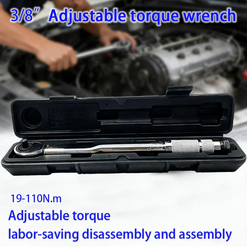 

Динамометрический ключ 19-110 Нм 3/8 дюйма, точный реверсивный трещоточный ключ, профессиональный велосипед, мотоцикл, автомобиль, автомобильный инструмент