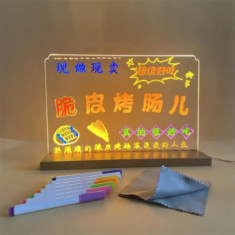 LED Acrylic Note Board Light Up Message LED Acrylic Note Board Clear Acrylic Writing Light Board For Shop School Work Area