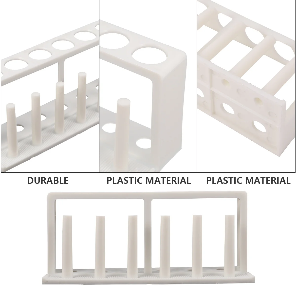 

Water Quality Test Rack Plastic Test Tube Holder School Lab Anti-Slip Organizer Tube Rack White 12 Holes