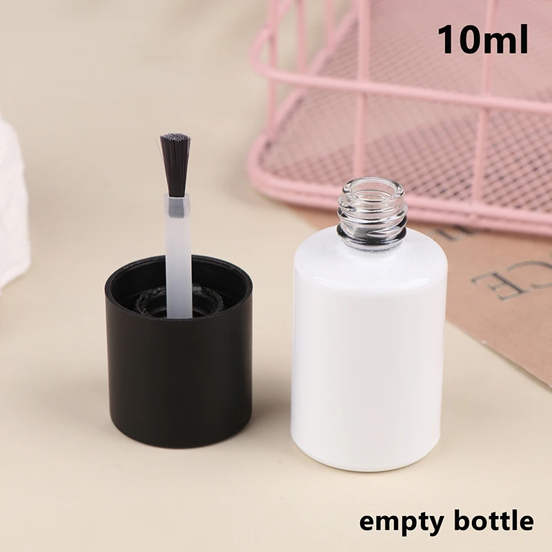 1Pc 10ml Empty Transparent Glass Nail Polish Bottle Empty With Lid Brush Cosmetic Containers Nail Glass Bottles With Brush