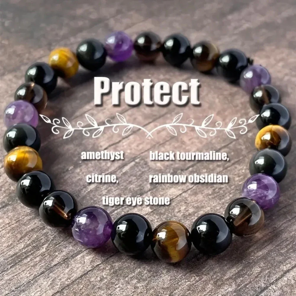 Natural Obsidian Malachite Amethyst Bracelet tiki Women's Attract Good Luck Money Health Men Making Beads Bracelet Jewelry Gift