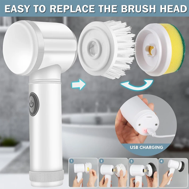 Multi-functional Electric Cleaning Brush for Kitchen and Bathroom Bathroom Cleaning Brush Power Scrubber for Kitchen Bathtub