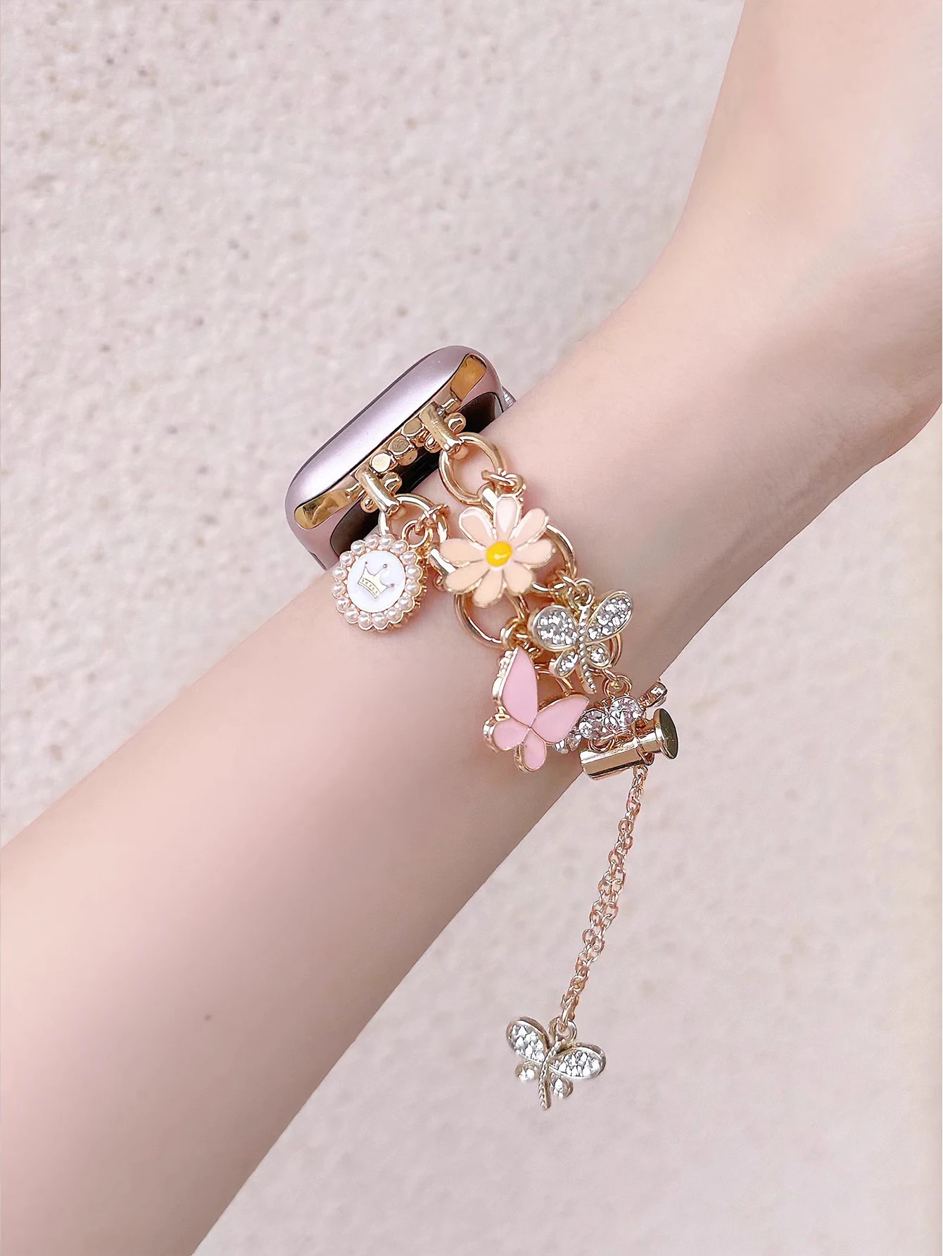 1 قطعة حجر الراين الفاخرة البرسيم والفراشة المزدوجة حزام العصابات متوافق مع 38/40/41/42/44/45/46/49 مللي متر أبل ووتش الترا/SE/سلسلة