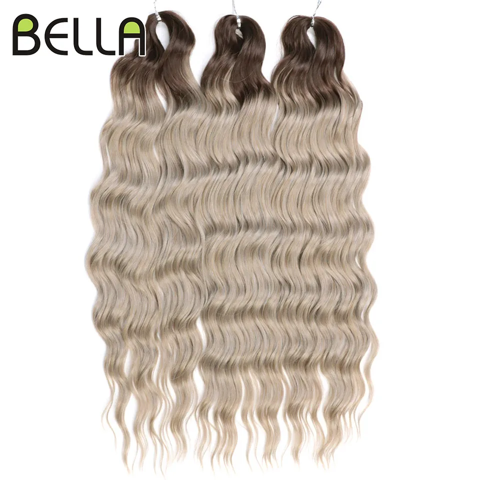 Anna Hair Synthetic Loose Deep Wave Braiding Hair Extensions 24 Inch Water Wave Braid Hair Ombre Blonde Twist Crochet Curly Hair