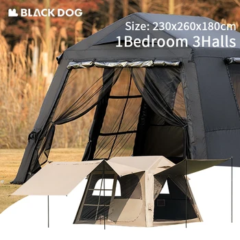 BLACKDOG Outdoor Automatic Inflatable Tent 15s Quick Opening One Room Three Halls Waterproof Sunshade For Camping Picnic Family