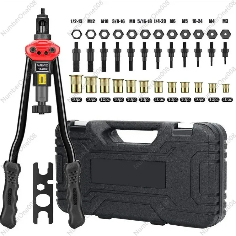 

Профессиональный ручной набор для установки резьбовых гаек BT607, пистолет для установки резьбовых вставок M3-M12 (метрический/имперский), усиленный