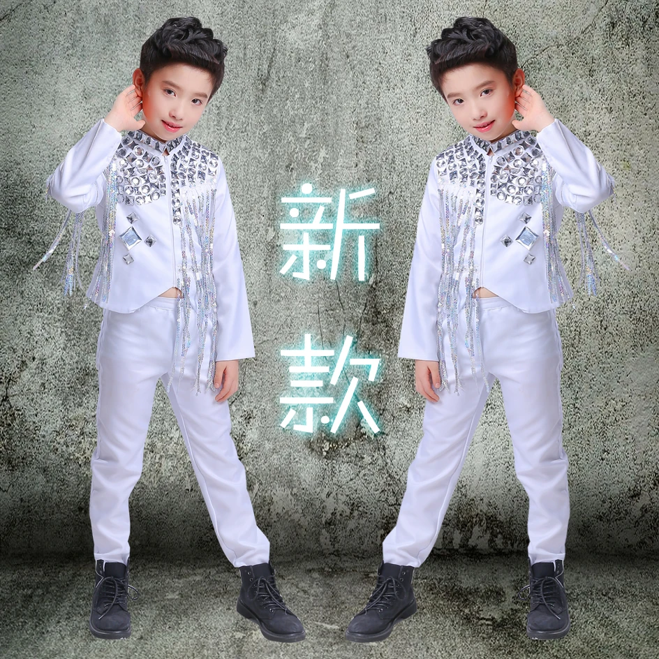 

Children's Jazz Hip Hop Performance Costume Light Diamond Hip Hop Stage Suit Drum Kit Performance Costume Boys and Girls