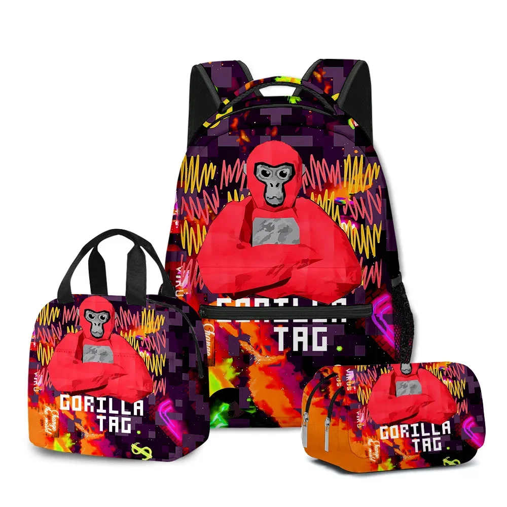 Klasik Populer Lucu Gorilla Tag 3D Print 3 Buah/Set Tas Sekolah Siswa Tas Laptop Daypack Ransel Tas Makan Siang Portabel Tempat Pensil