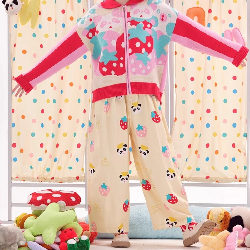 Japanischen Stil Herbst Neue Nette Tier Druck Mädchen Lange Hosen Original Design Lose Abnehmen Vielseitig Neun-punkt Jeans Damen