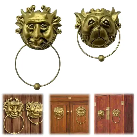 3D Dragon Head Door Knockers Antique Bronze Ring Handle Vintage Resin Pull 155mm-225mm Decorative Hardware Door Cabinet Drawer