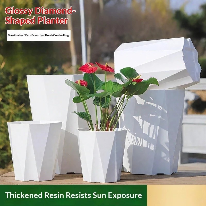 Durable Thickened Diamond Shaped Plant Pots for Home Use Flower And Green Plant Special Gallon Pot