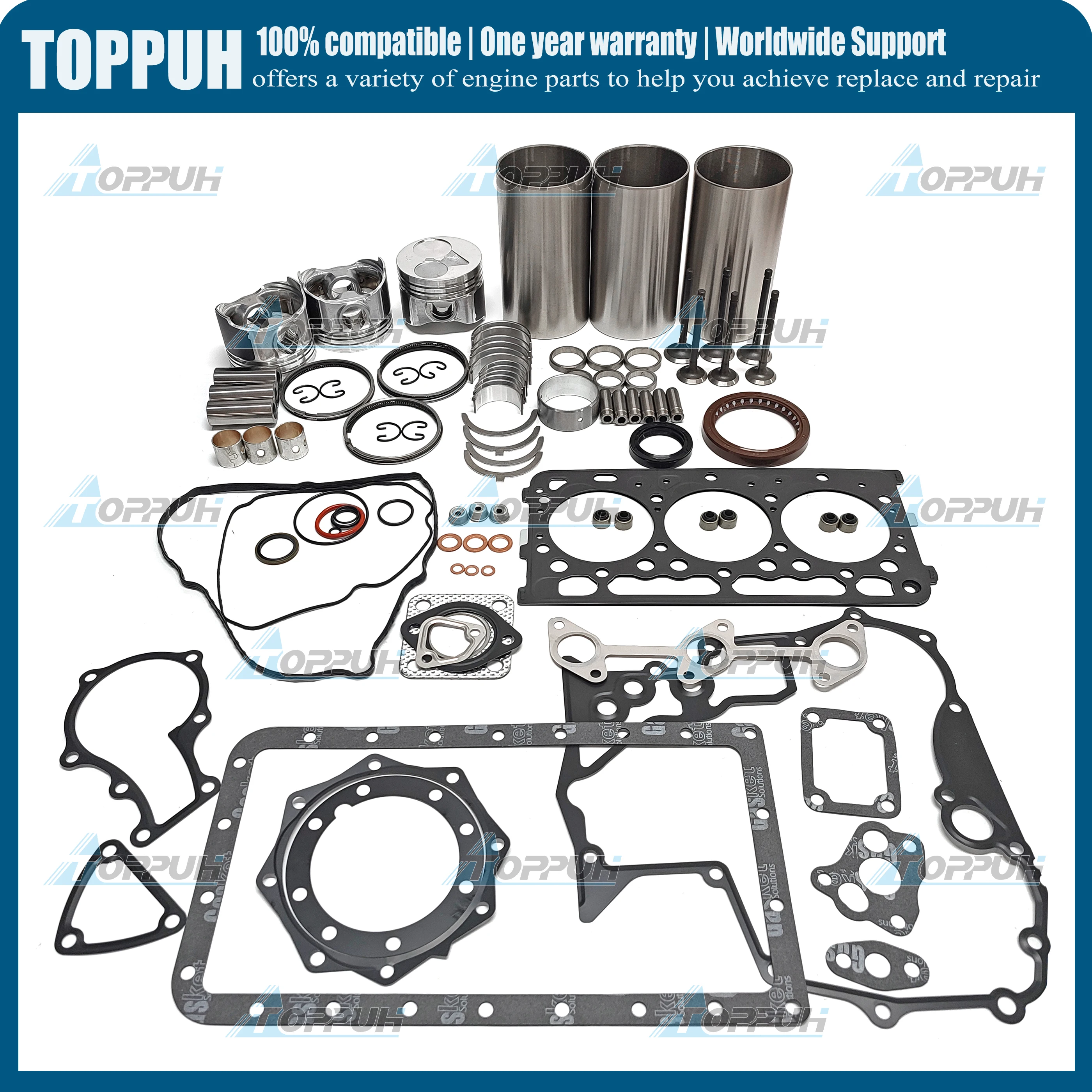 D902 Engine Rebuild Kit For Kubota Diesel Cylinder Liner Piston Ring Valve Gasket Kit Bearing Bush Repair Set