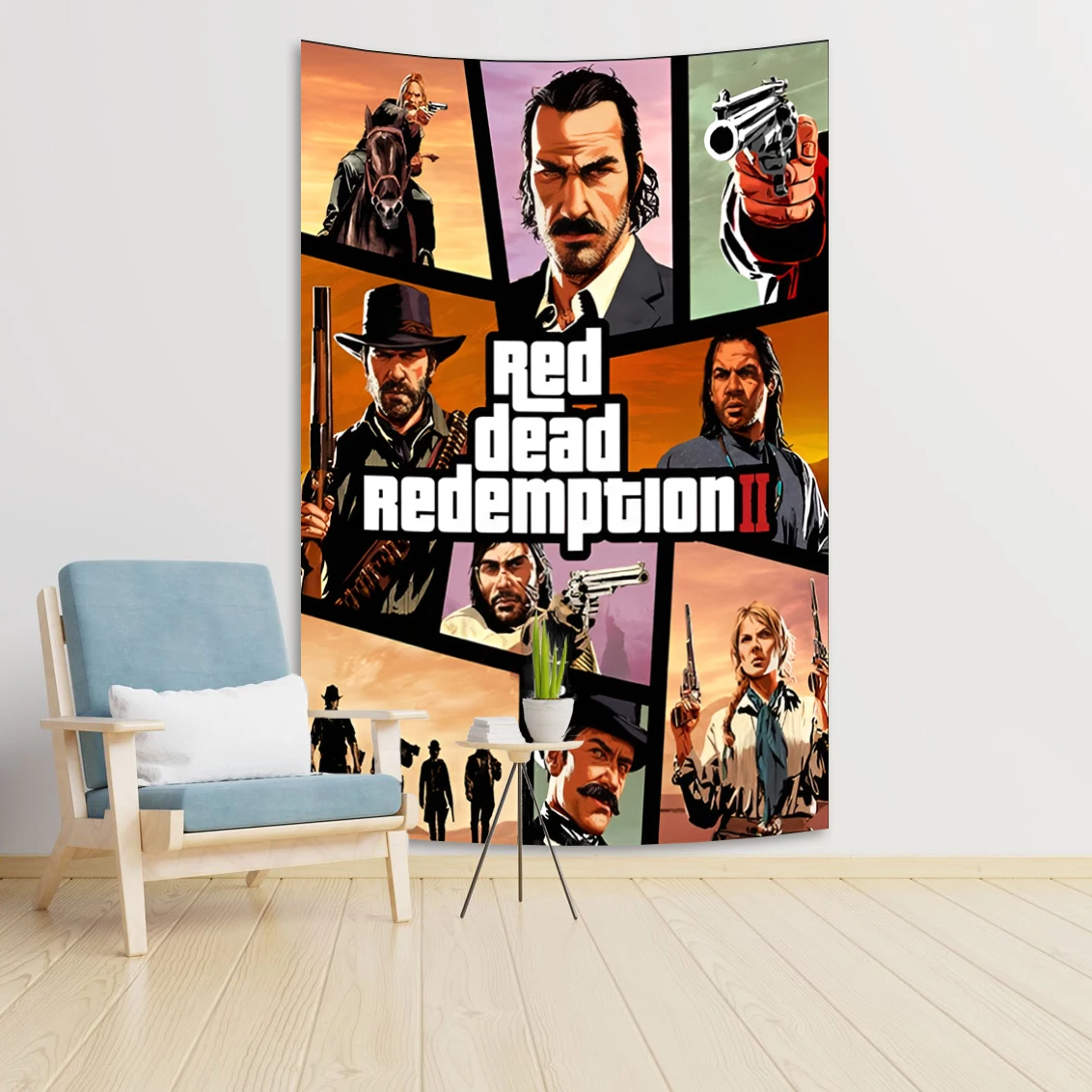 

Popular Game Red Dead Redemption 2 Tapestry Modern Art Poster Banner Prints Wall Hanging For Living Room Bedroom Decorative