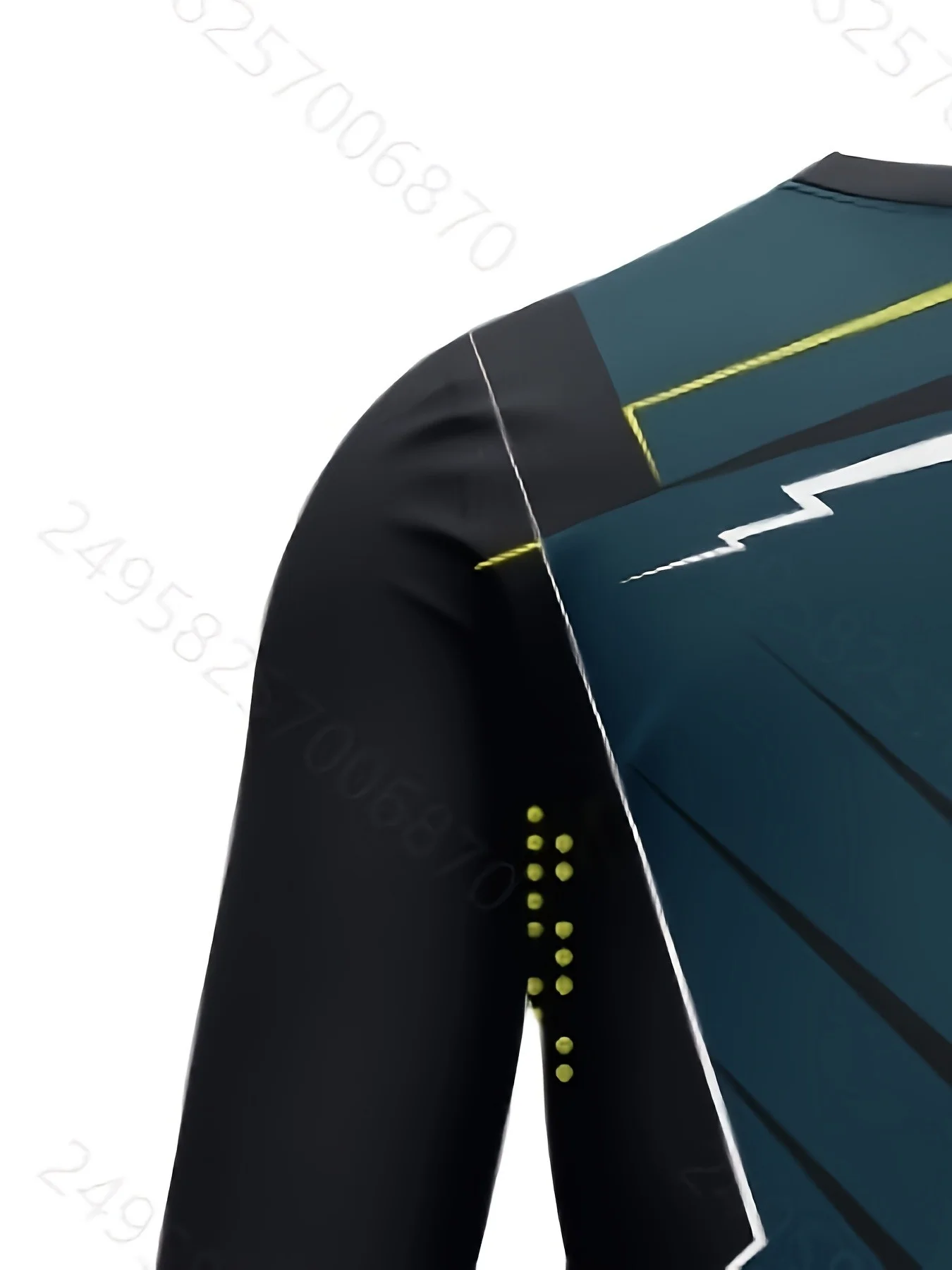 New long-sleeve T-shirt in gradient blue with geometric digital print, breathable and comfortable long-sleeve casual sports top view 5