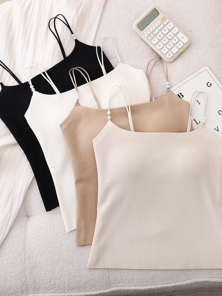 パールストラップ Fce 裏地付きインテイテッド レディース ベスト 下着 胸パッド付き 暖かいインナーウェア トップス 秋冬用