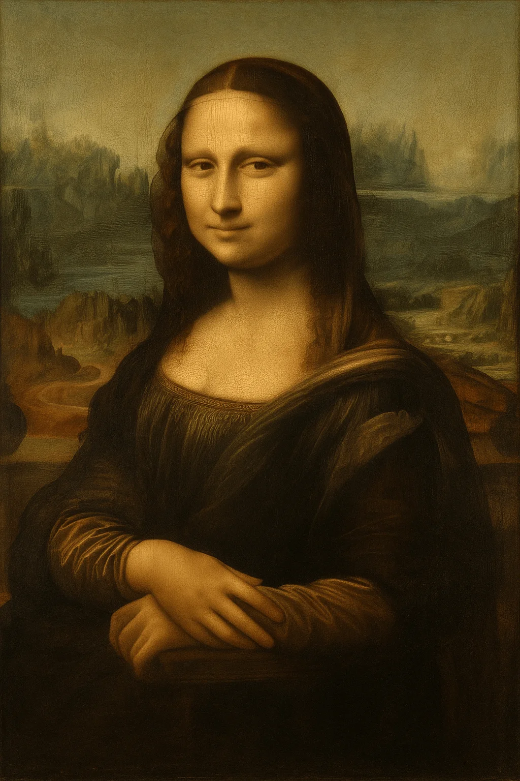 Mona Lisa Oil Painting Hand Painted on Canvas | Modern Abstract Cat Art | Famous Portrait Reproduction Wall Art for Living Room