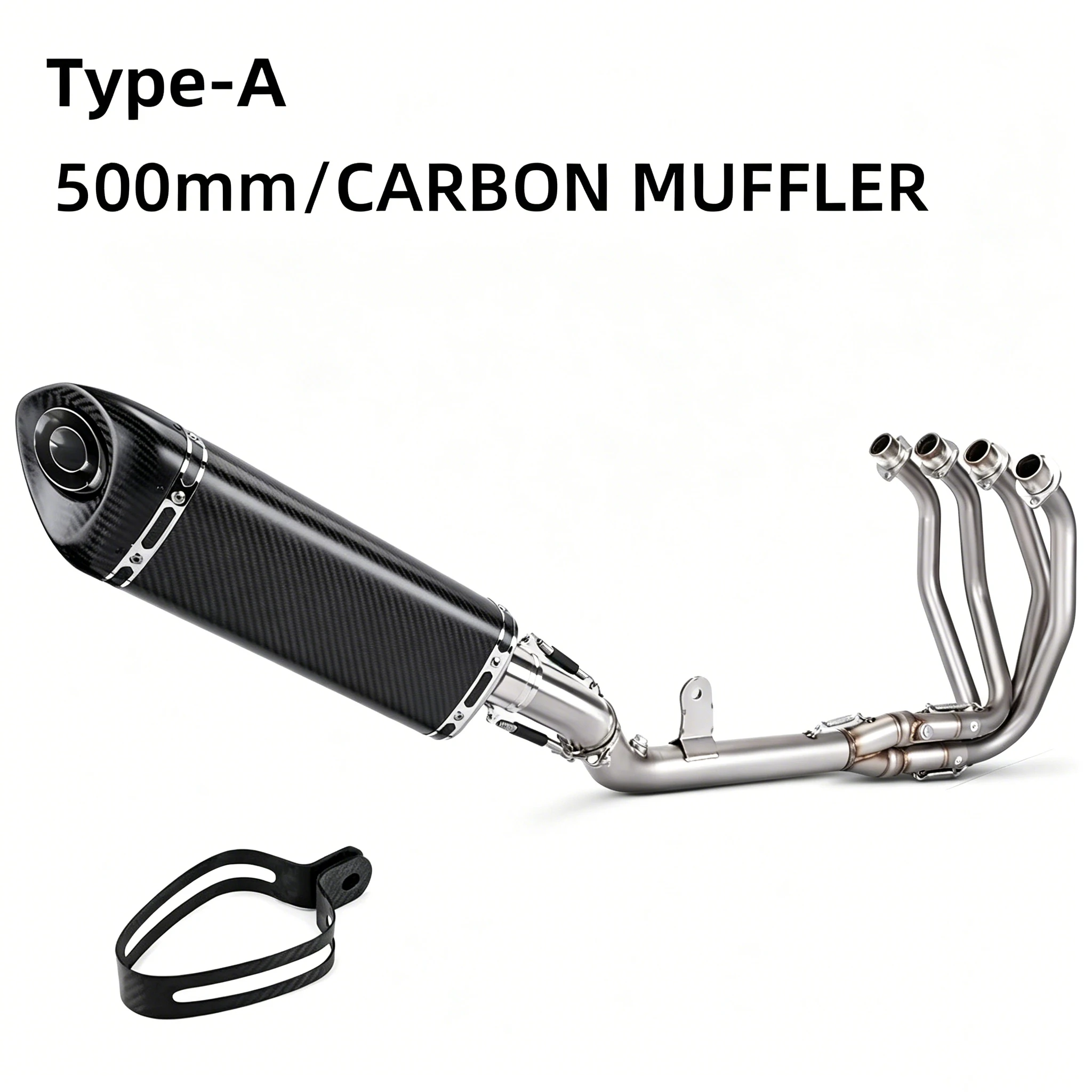 Slip - On motorcycle exhaust full system front link pipe with carbon fiber escape muffler  For ZX4R ZX4RR