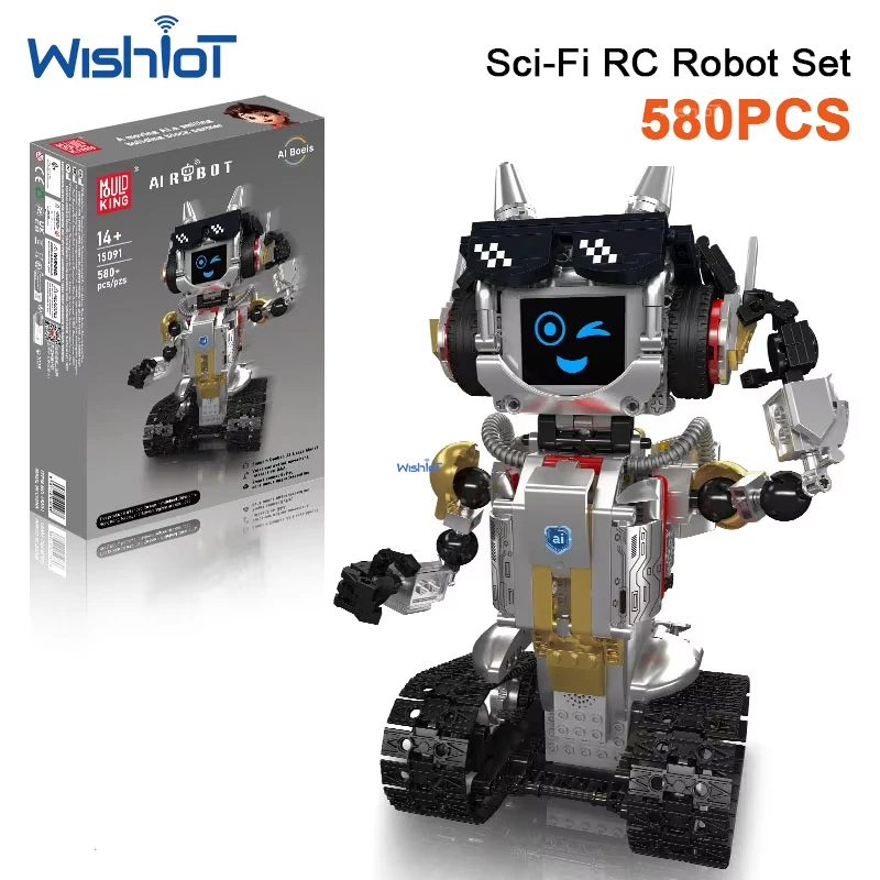 

MOULD KING 580Pcs AI Robot MOC Building Blocks Smart Interactive Educational DIY Assembly Bricks Remote Control Toy Gift for Kid