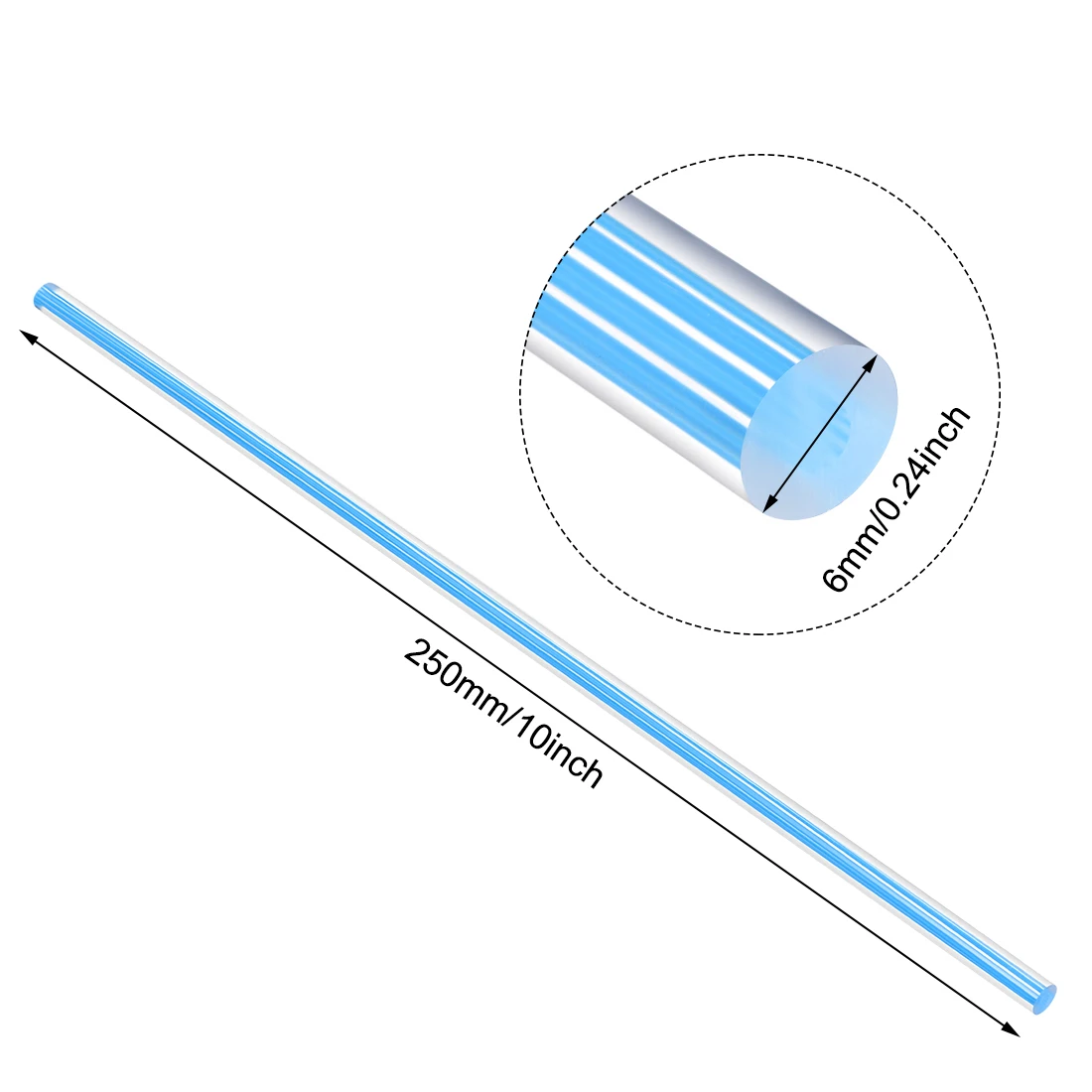 4Pcs 6x250mm Acrylic Rods 7Color Straight Line Solid Round Bar Plexiglass PMMA Bar DIY Architectural Model Material Accessories