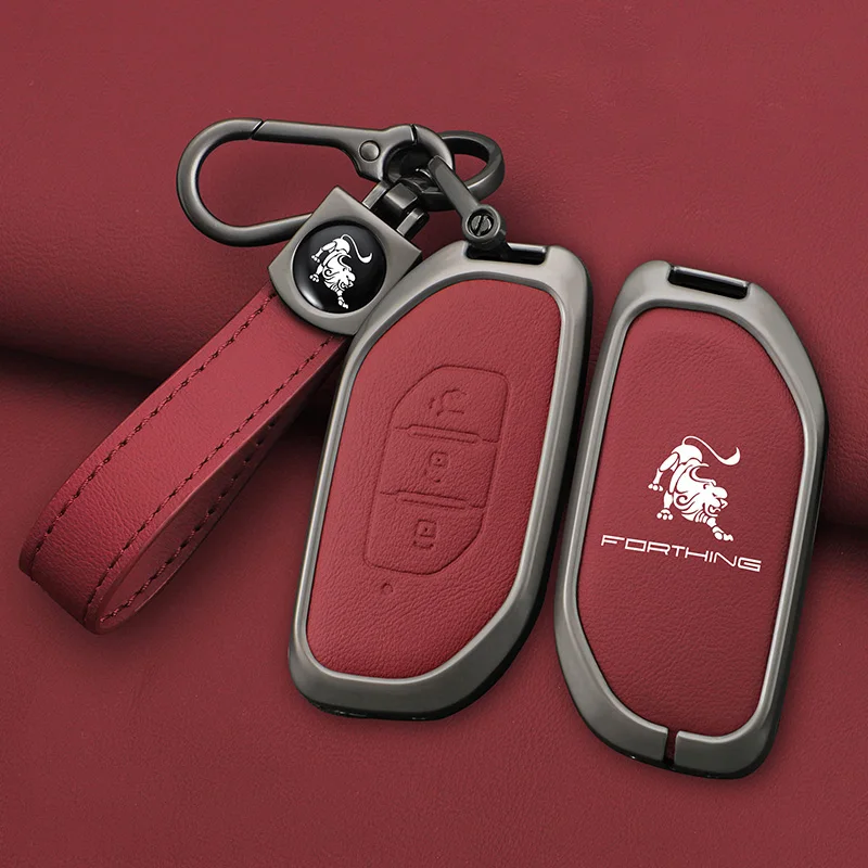 

Zinc Alloy Leather Car Key Case Fob Cover Protector Holder Shell For Dongfeng Forthing Fengxing T5 EVO 2021 Keychain Accessories