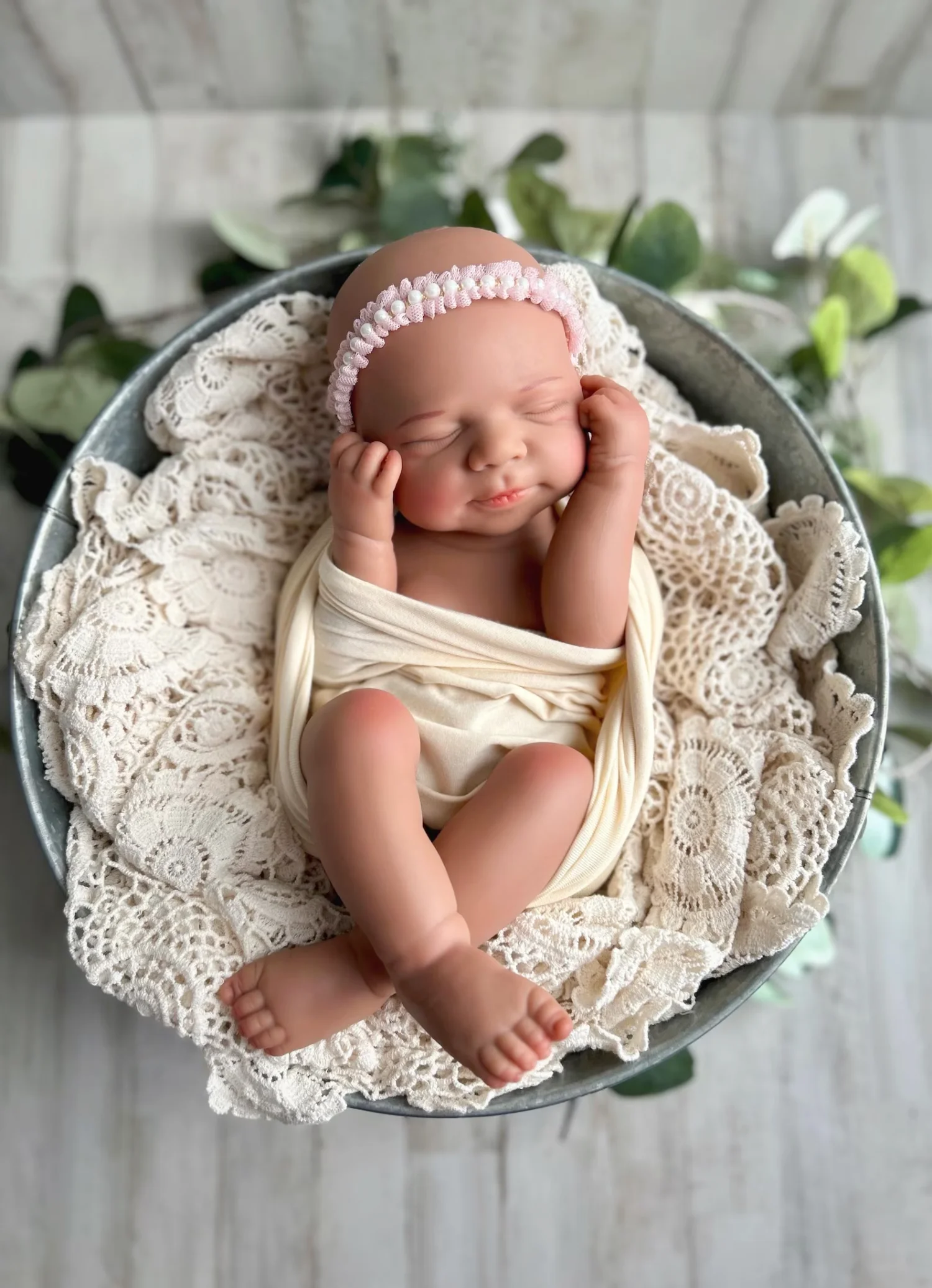 Can Open Mouth 18Inch Sleeping Pascale Silicone Girl Doll With Painted Bald 3D Painted Skin Soft Touch Feeling bebe reborn doll