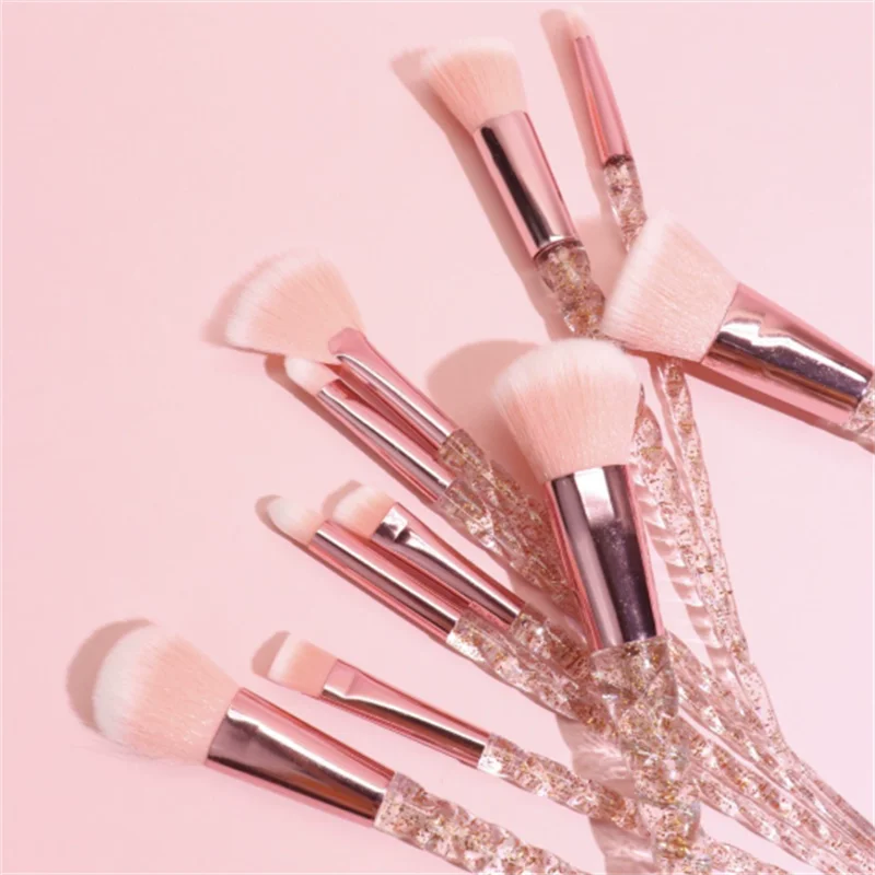 Przyjazne dla skóry metalowe uchwyty, personalizowane, z regulowanym uchwytem na dłoń, łatwe do czyszczenia, 10-częściowy zestaw super elastycznych pędzli do makijażu.