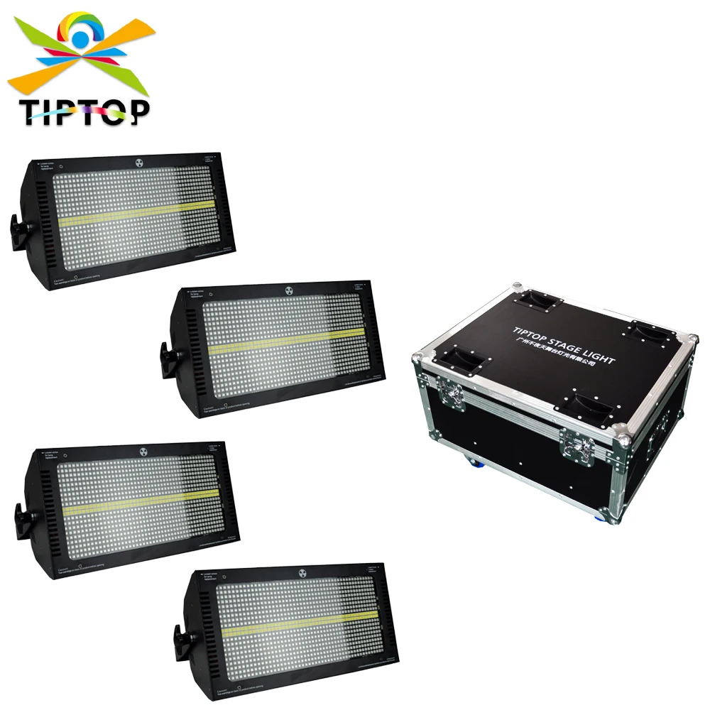 4IN1 Flightcase Pack Flat Panel RGB White Professional Disco Party DMX Strobe Light 4/11/32/39 Channels Power Con TP-S280