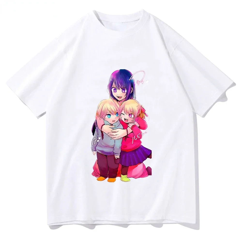 Anime Oshi No Ko Hosino Print Women T-shirt Kawaii Ai Aqua Ruby Cartoon Short Sleeves T Shirt Summer Casual Loose Streetwear Top