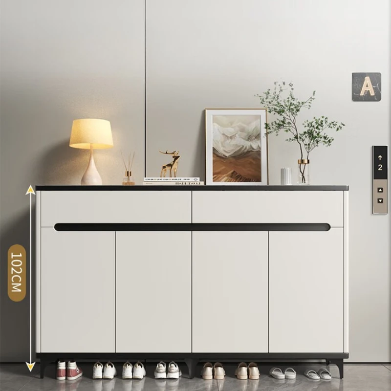 تصميم خزانة خذاء فاخرة تخزين رخيصة جميلة طويل القامة تخزين خزانة خذاء خشب معدني أثاث Armario Zapatero للمنزل #3