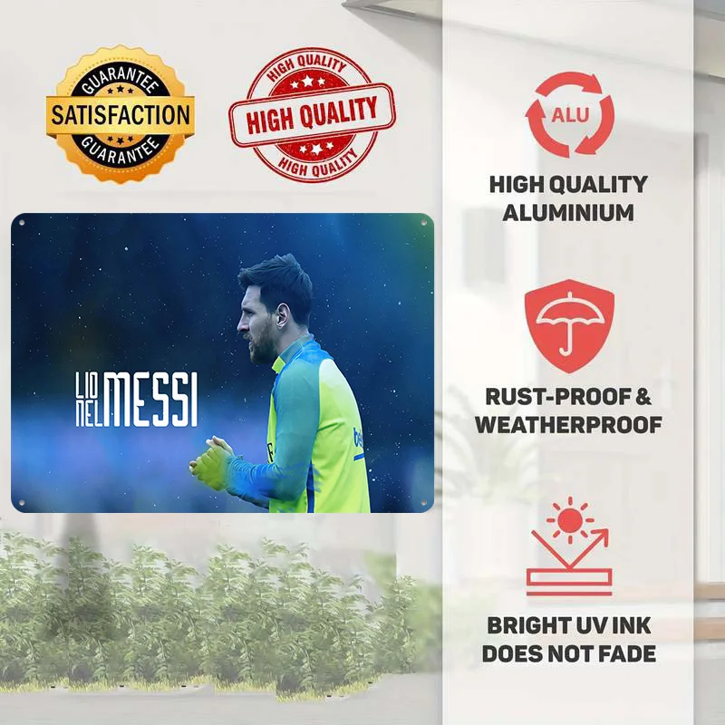Lionel Andrés Messi Football Poster Customized Vintage Metal Signs Wall Art Retro Tin Plaque for Soccer Fans Home Decor Items
